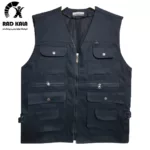 جلیقه کتان خبرنگاری رنگ سرمه ای