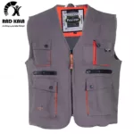 جلیقه خبرنگاری کتان رنگ طوسی نارنجی